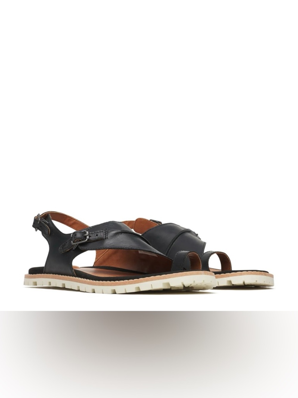 NWT Merrell Black Leather Haven Open-Toe Casual Sandals with back strap